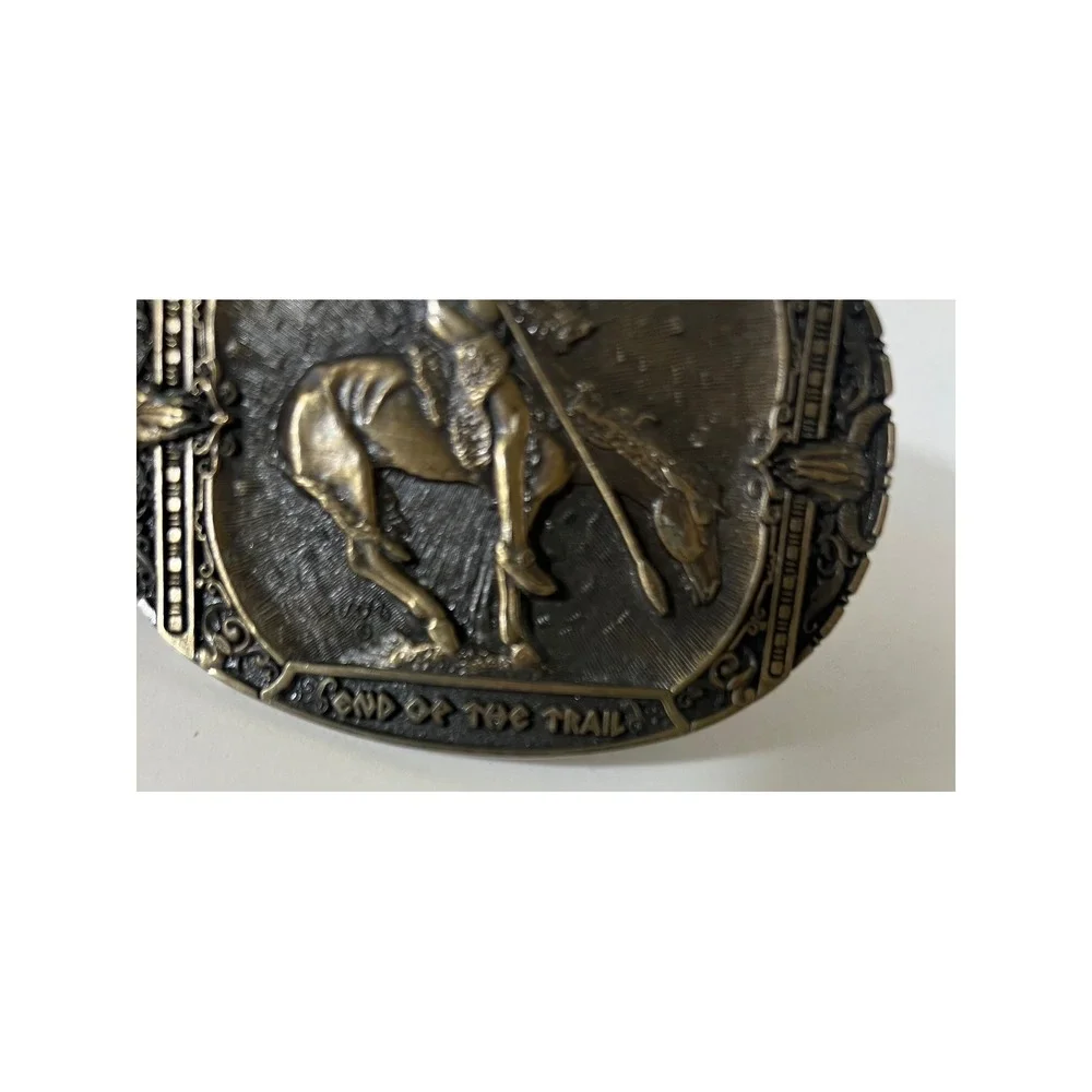 Montana Silversmiths End of the Trail Brass Belt Buckle 3.5